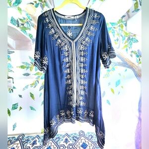 Beautiful Soft Surroundings Embroidered Tunic Blue S